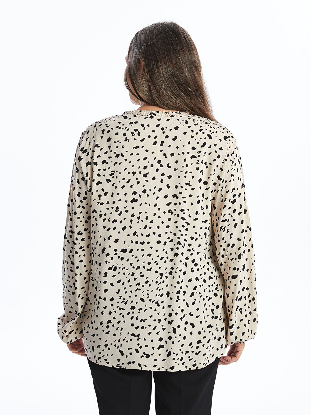 LCW Grace Notch Neck Patterned Women's Blouse -W4BA02Z8-LQB