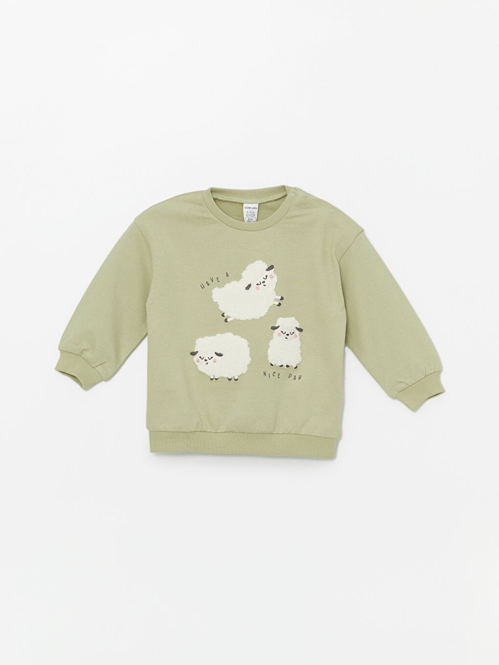 Yeşil Bisiklet Yaka Baskılı Kız Bebek Sweatshirt