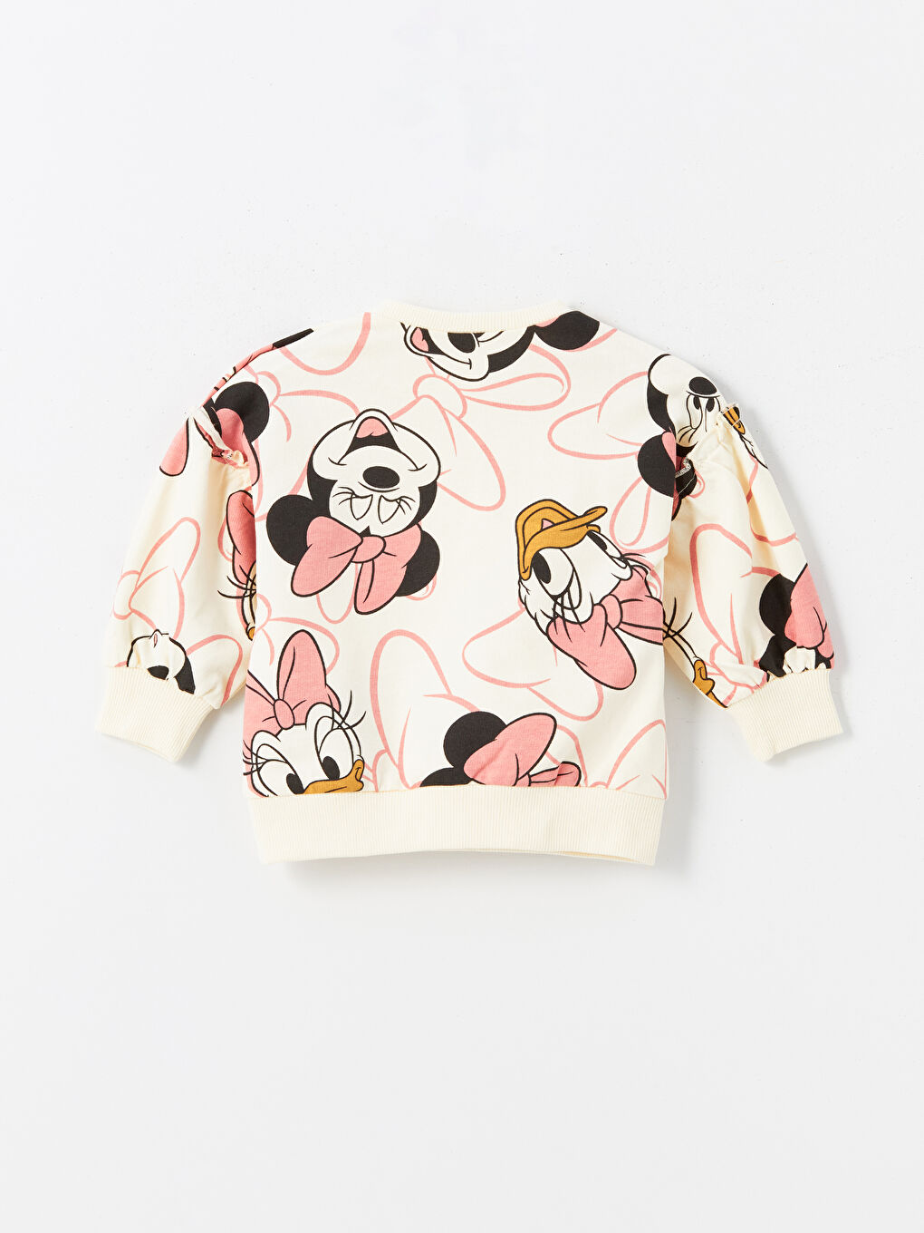 LCW baby Krem Baskılı Bisiklet Yaka Uzun Kollu Minnie Mouse Baskılı Kız Bebek Sweatshirt ve Tayt 2'li Takım - 2