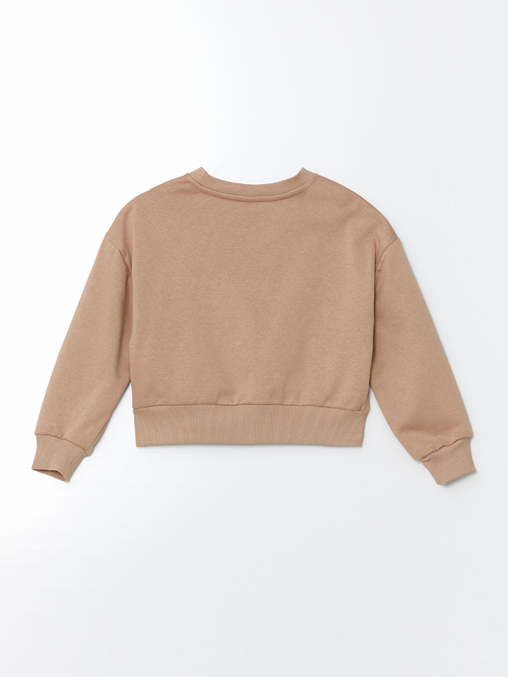 LCW Kids Açık Kahverengi Bisiklet Yaka Kız Çocuk Kalın Sweatshirt - 2