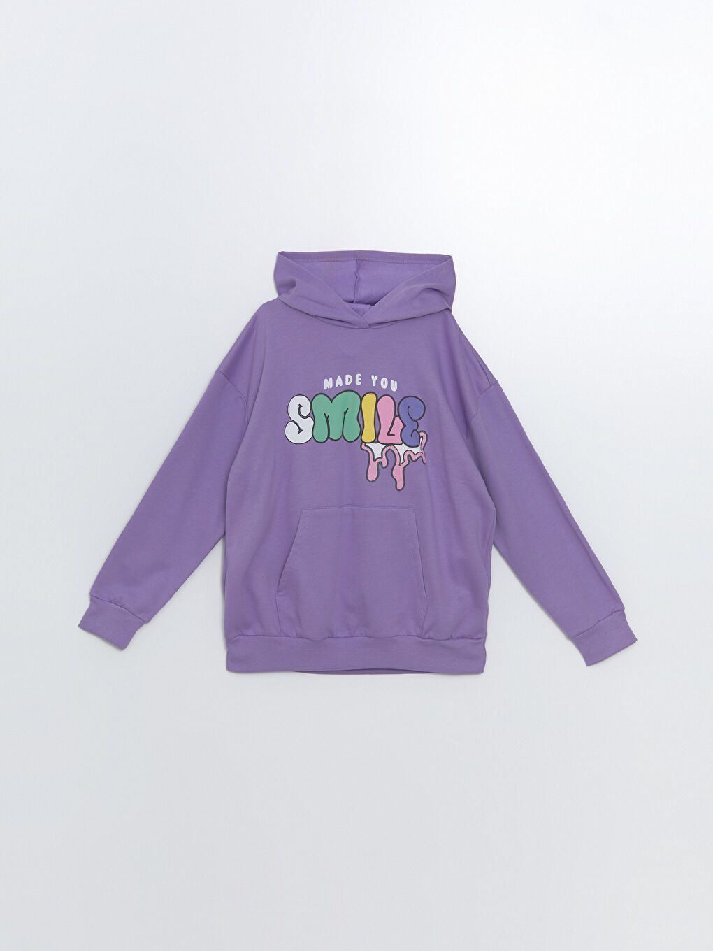 LCW Kids Açık Mor Kapüşonlu Kız Çocuk Kalın Sweatshirt