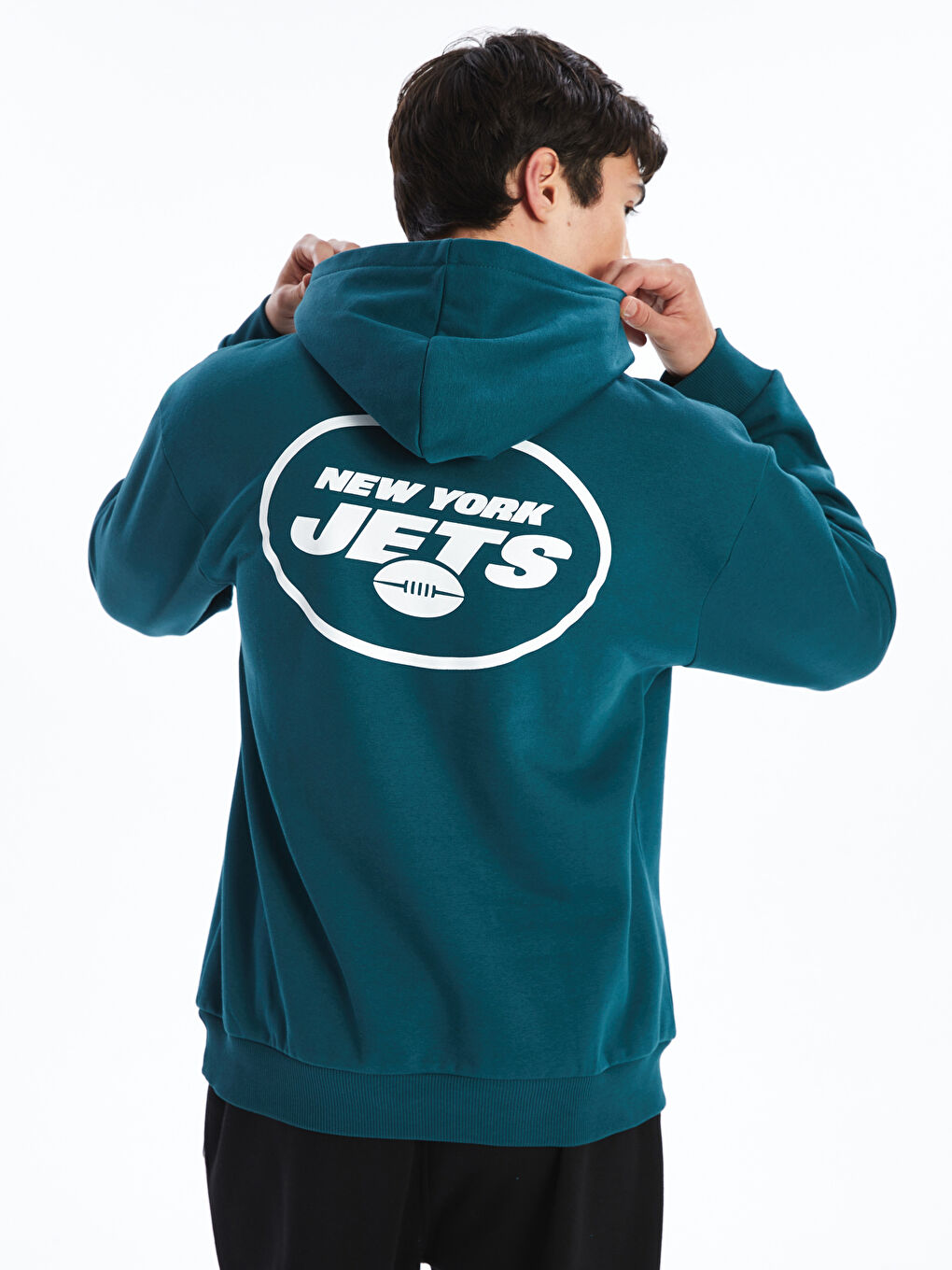 LCW Casual Petrol Uzun Kollu Baskılı Erkek Hoodie