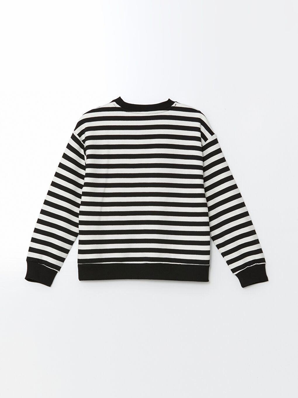 LCW Kids Siyah Çizgili Bisiklet Yaka Kız Çocuk Kalın Sweatshirt - 1