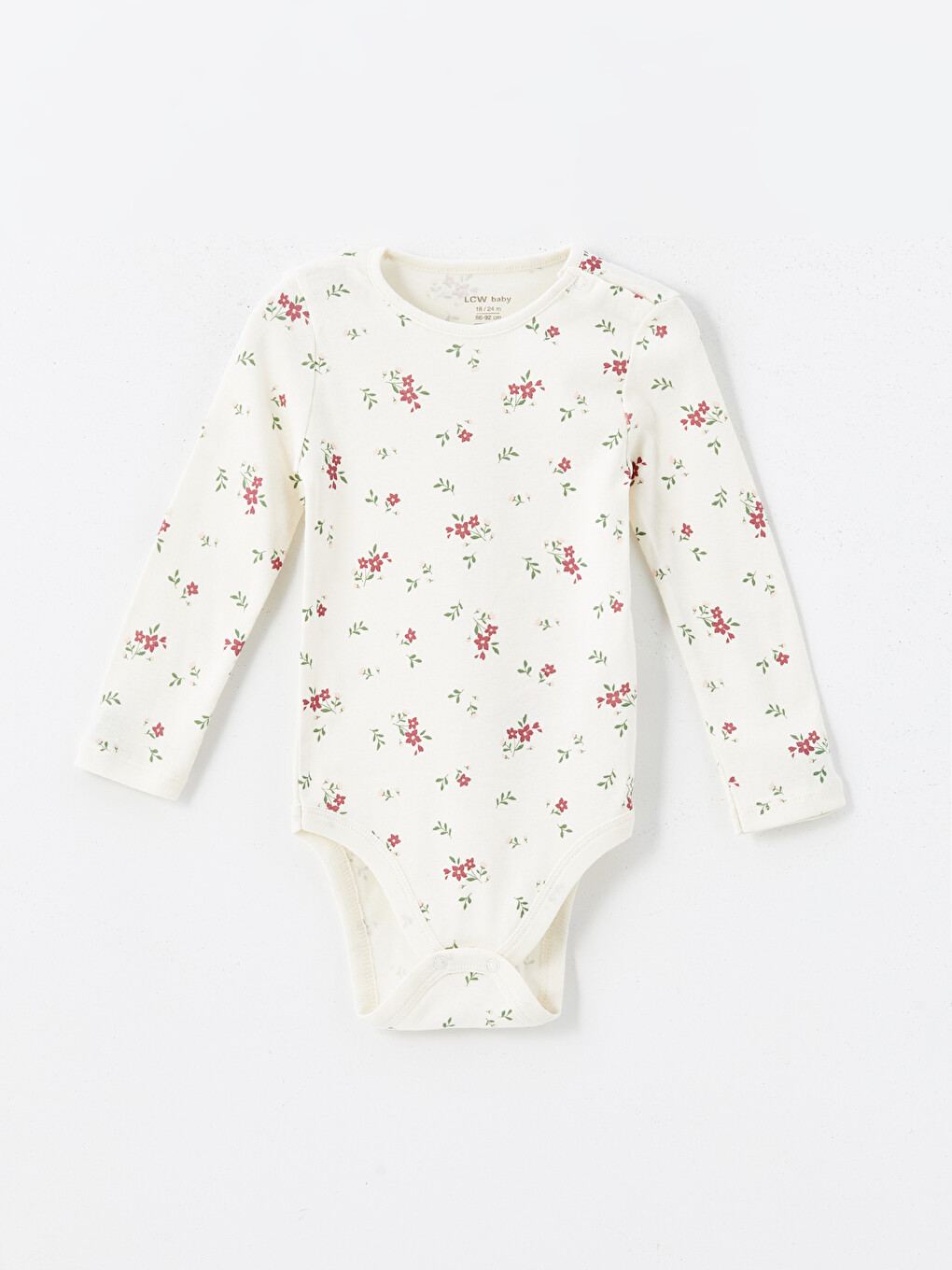 Ekru Bisiklet Yaka Kız Bebek Çıtçıtlı Body