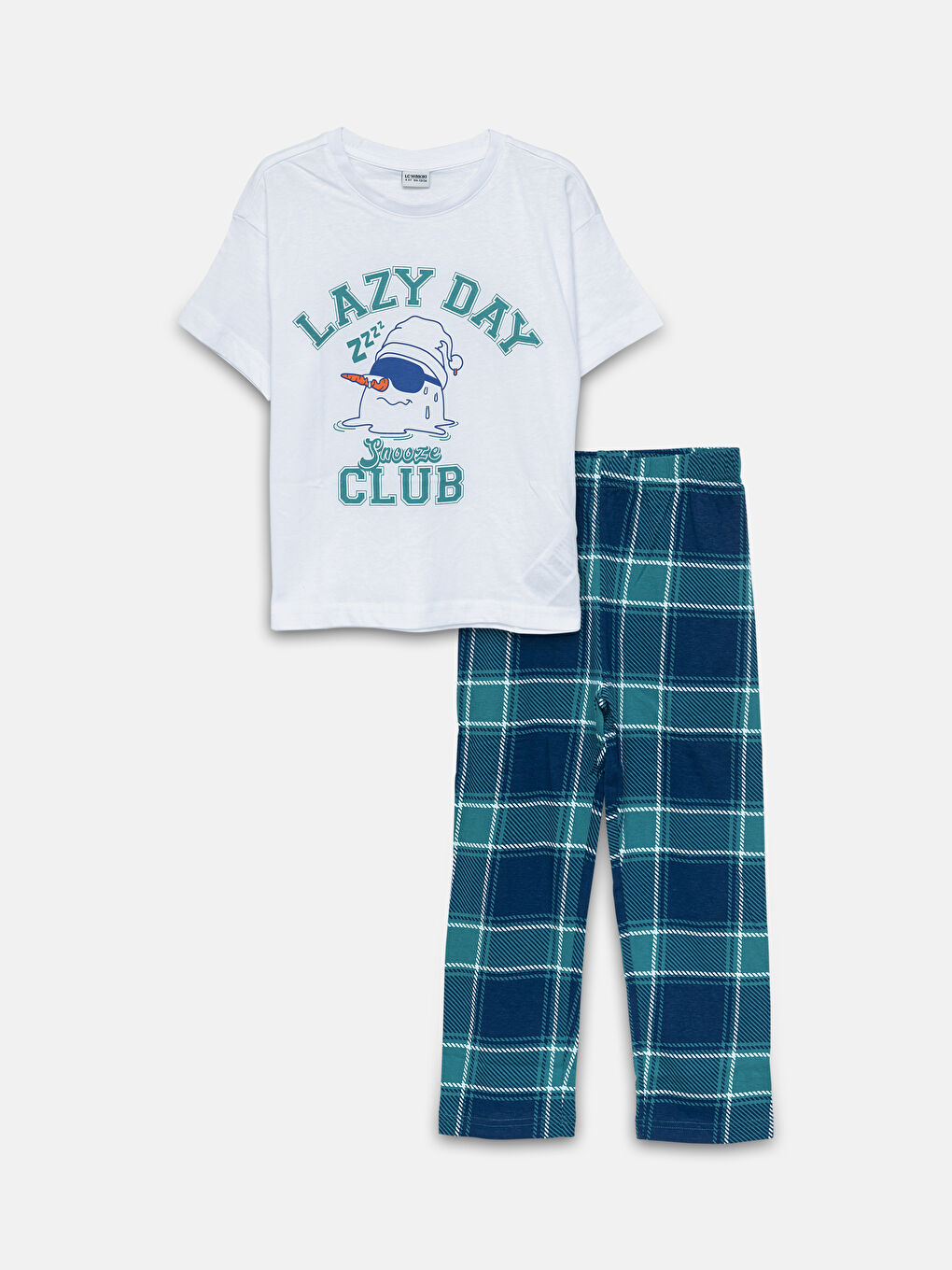 LCW DREAM Bisiklet Yaka Baskılı Kısa Kollu Erkek Çocuk Pijama Takımı -W4BC59Z4-Q6K