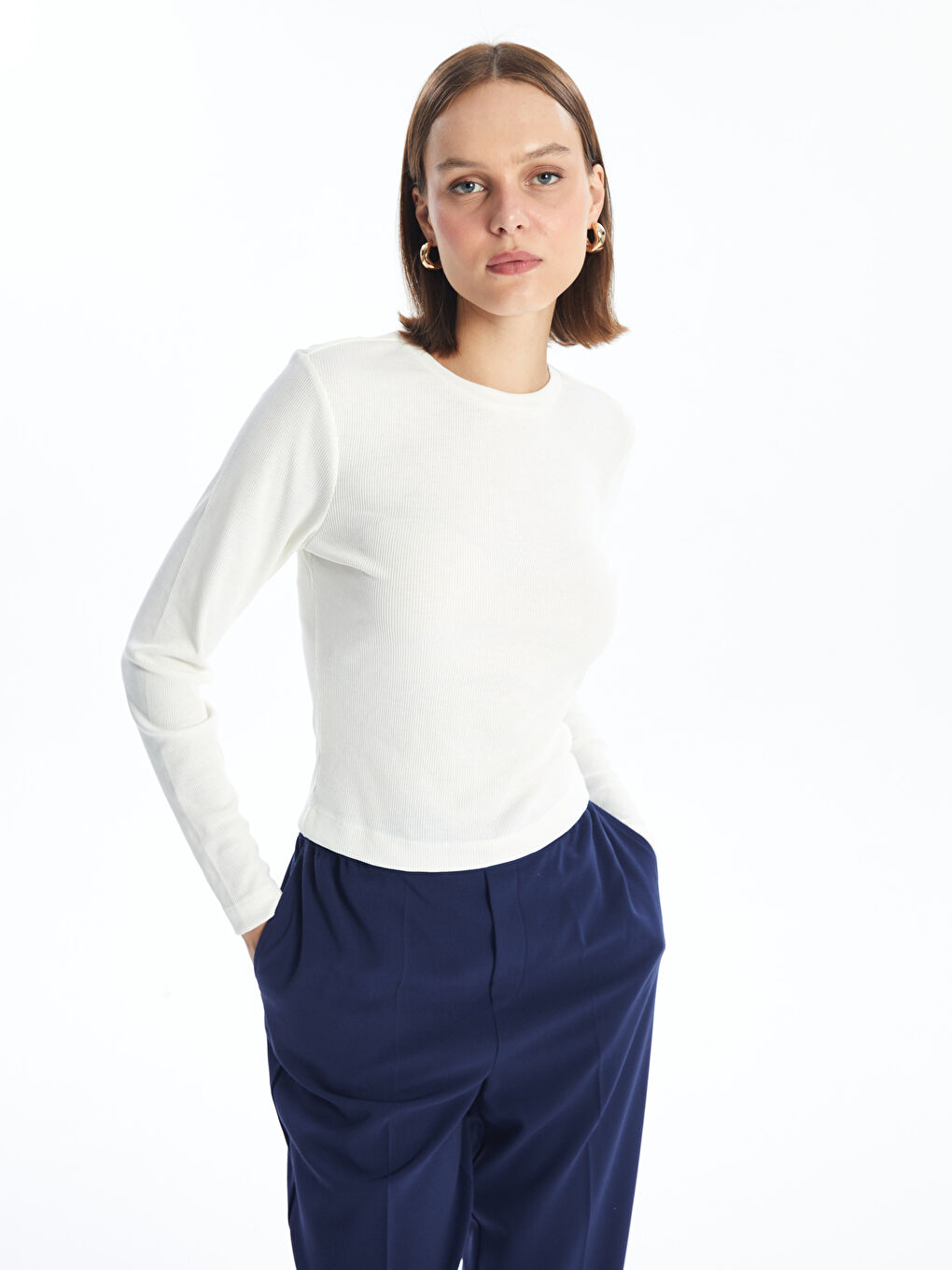 LCW Vision Rundhals Body für Damen mit Struktur -W4BC74Z8-R9J