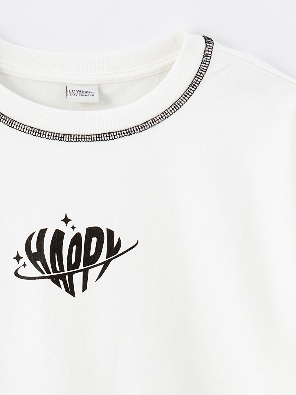 Ekru Bisiklet Yaka Kız Çocuk Sweatshirt-1