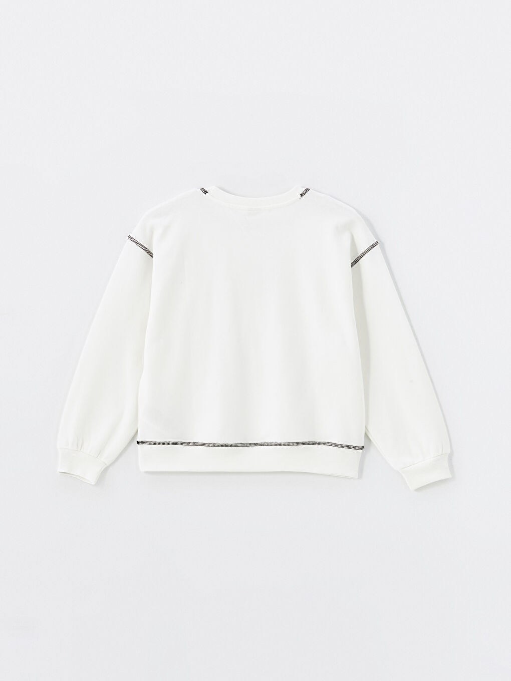 Ekru Bisiklet Yaka Kız Çocuk Sweatshirt-2