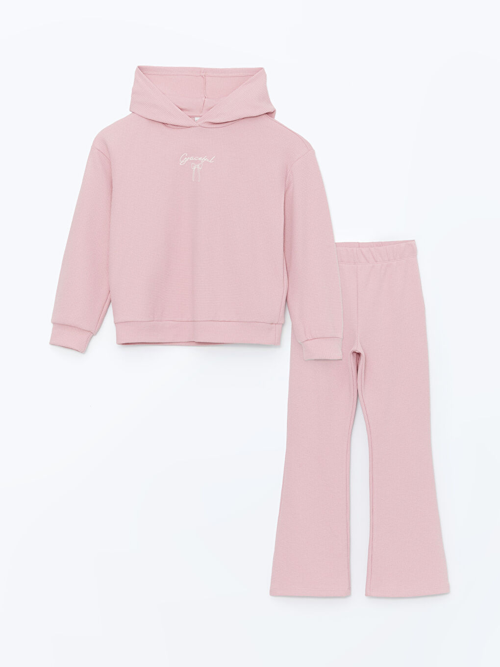 LCW Kids Açık Gülkurusu Kapüşonlu Kız Çocuk Sweatshirt ve Tayt