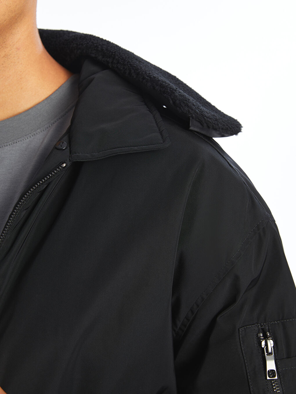 Relaxed Fit Collared Neck Men's Coat-6