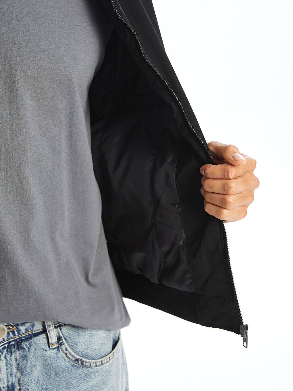 Relaxed Fit Collared Neck Men's Coat-7