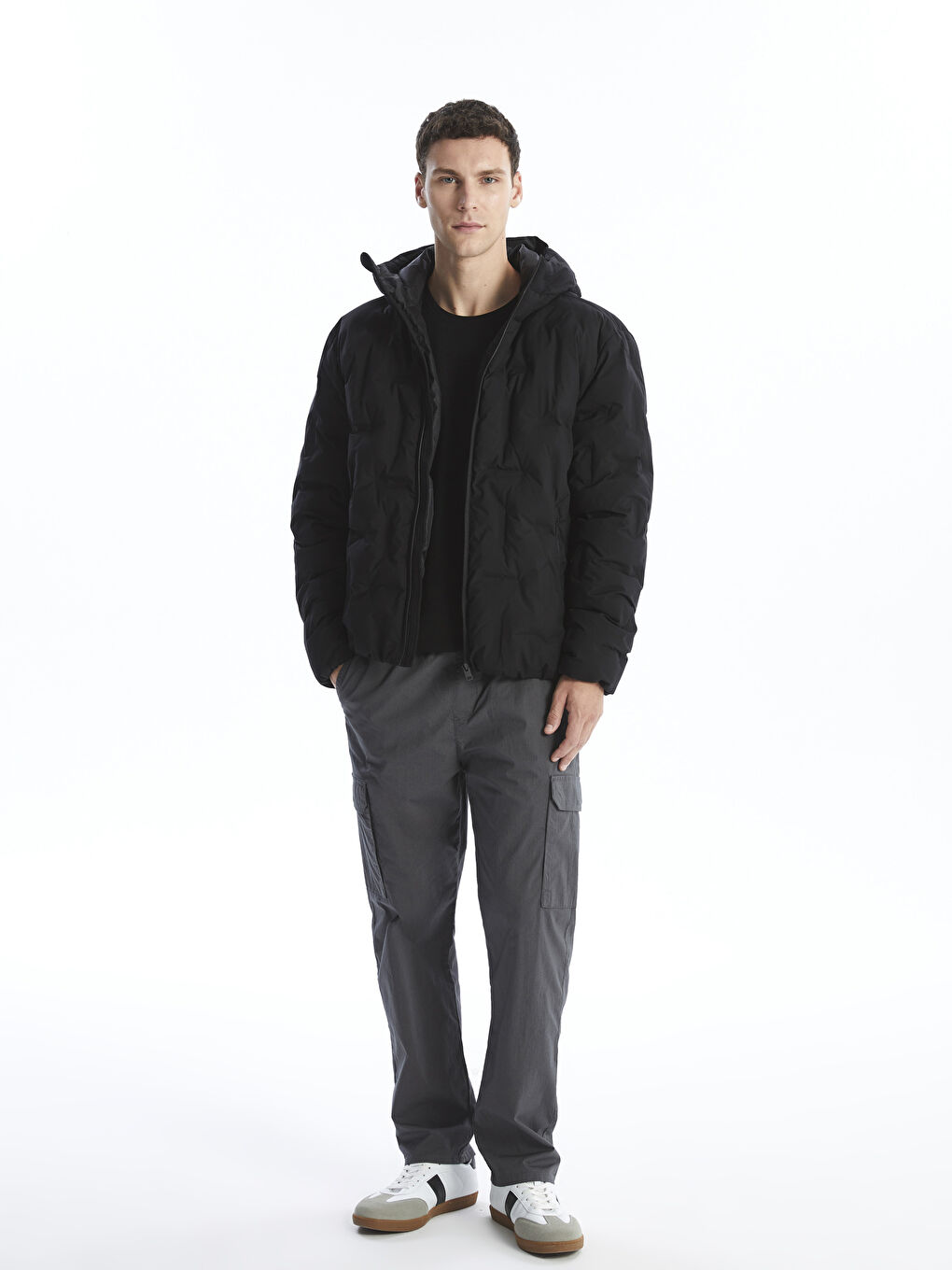 Standart Kalıp Kapüşonlu Erkek Şişme Mont-1