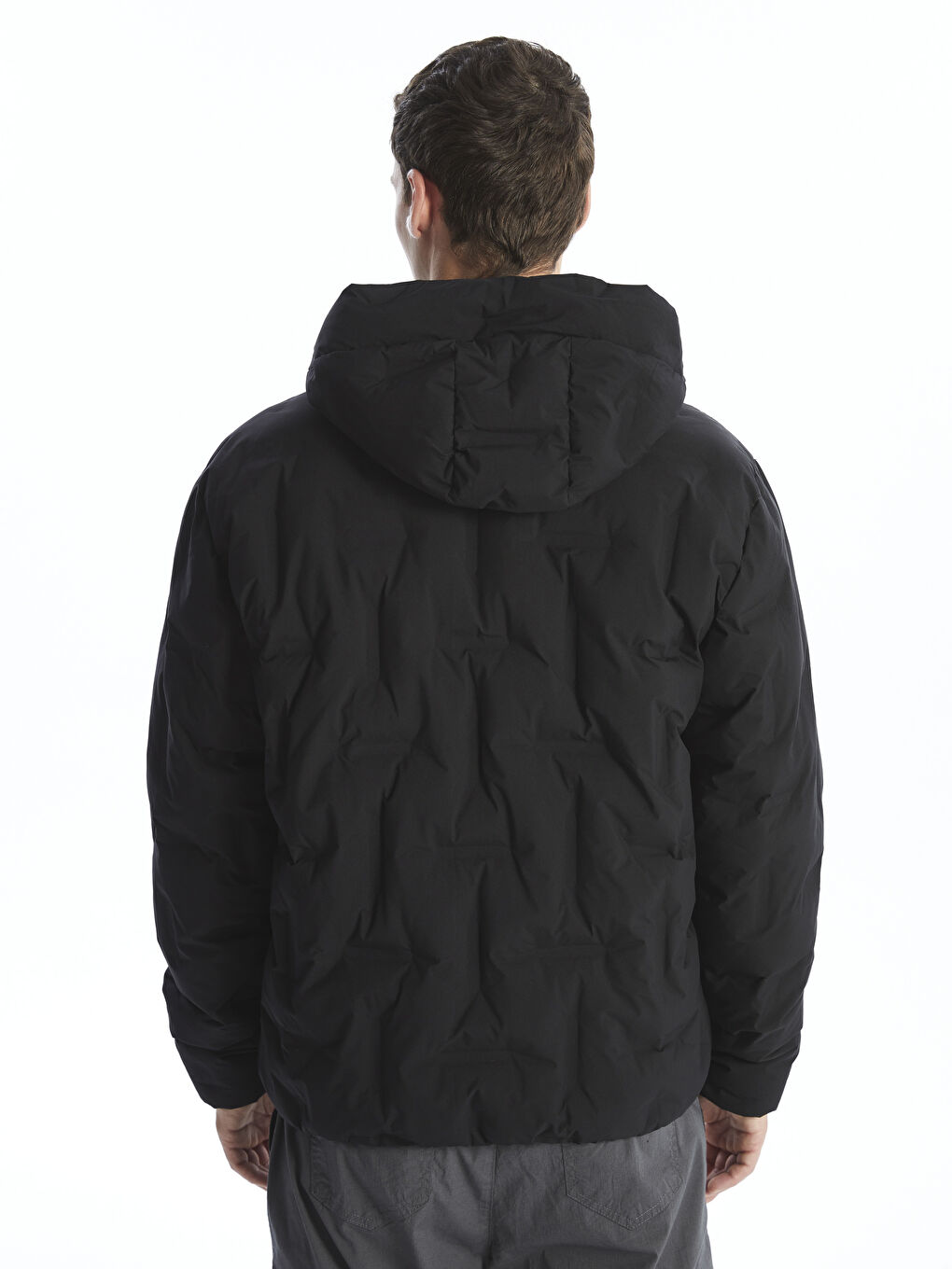 Standart Kalıp Kapüşonlu Erkek Şişme Mont-4