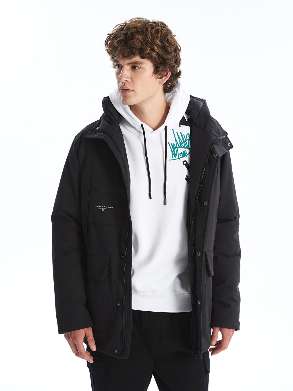 XSIDE Standard Fit Hooded Men's Coat -W4BD61Z8-CVL
