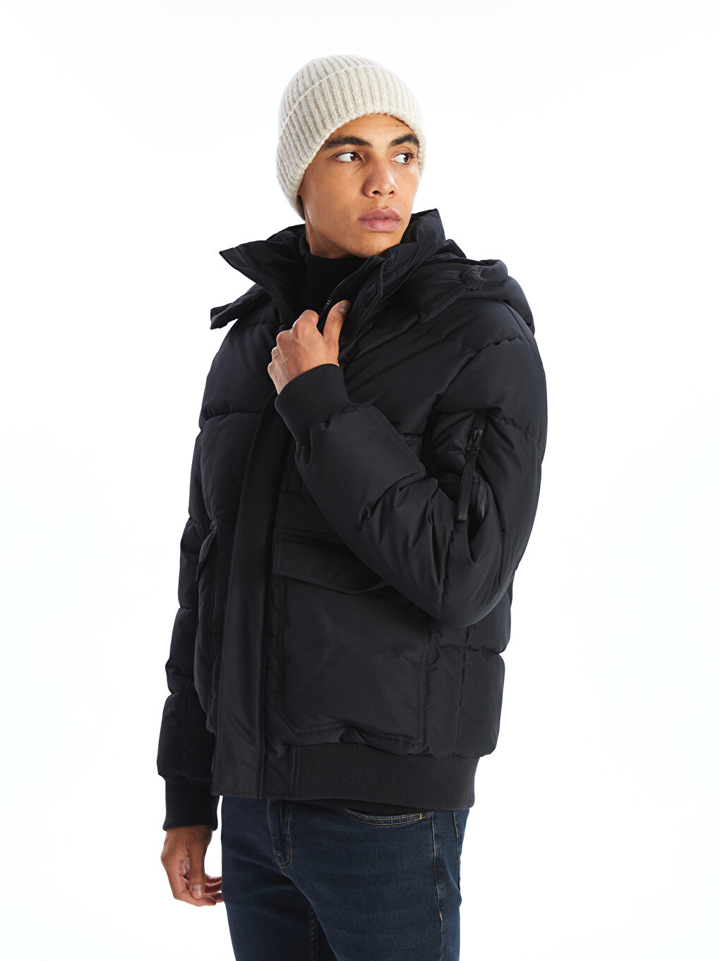 XSIDE Standard Fit Hooded Men's Puffer Coat -W4BD69Z8-CVL