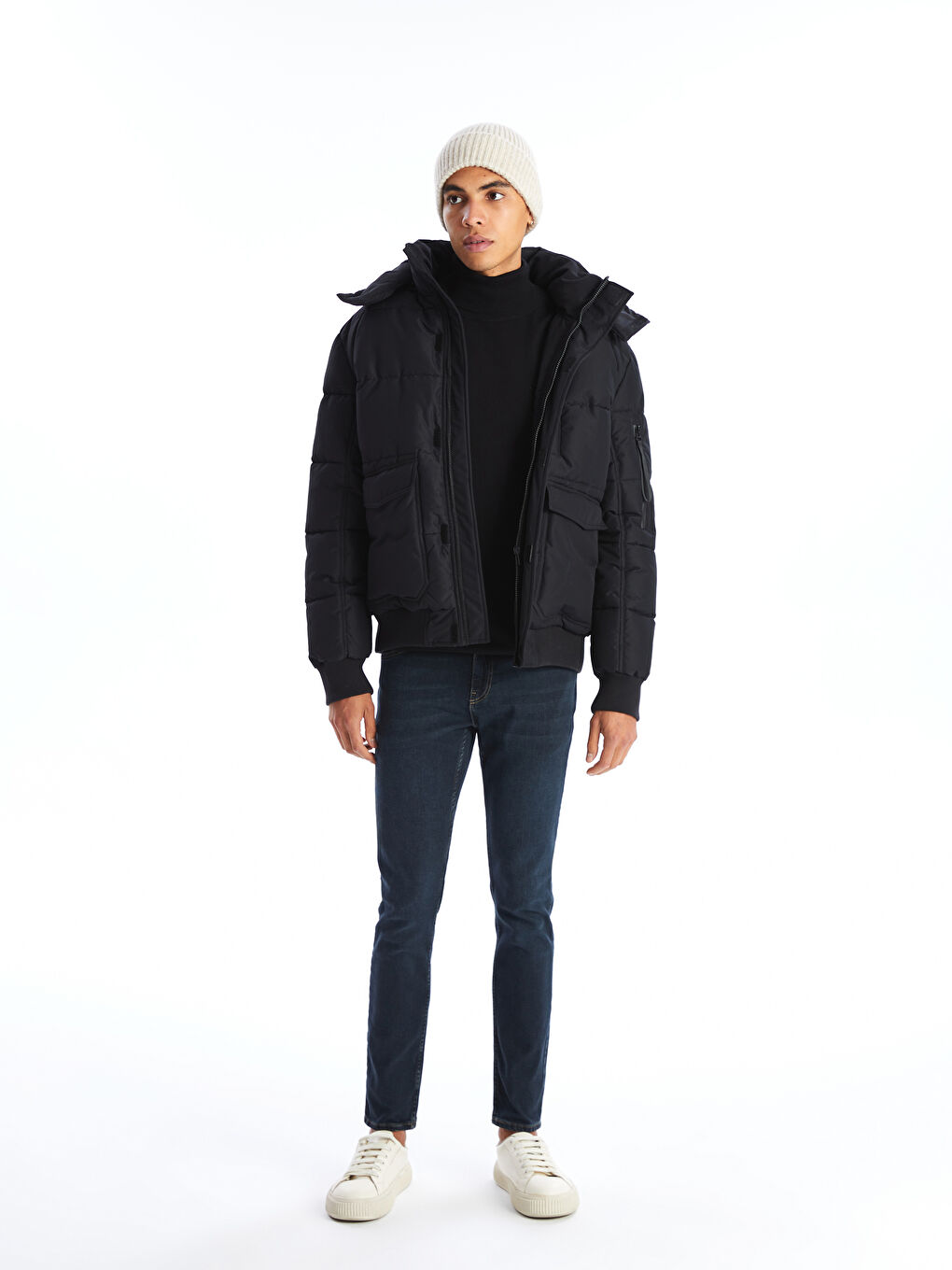 XSIDE Standard Fit Hooded Men's Puffer Coat -W4BD69Z8-CVL