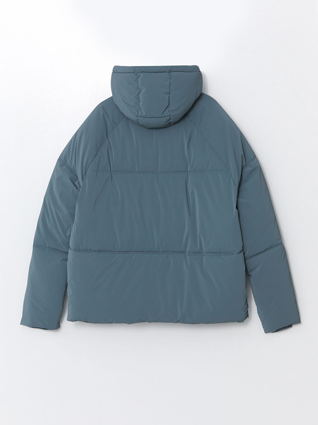 Мужской пуховик свободного кроя с капюшоном-6