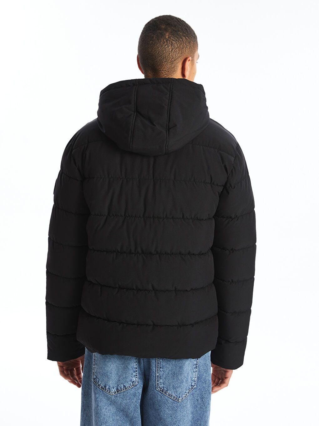 Standart Kalıp Kapüşonlu Erkek Şişme Mont-4