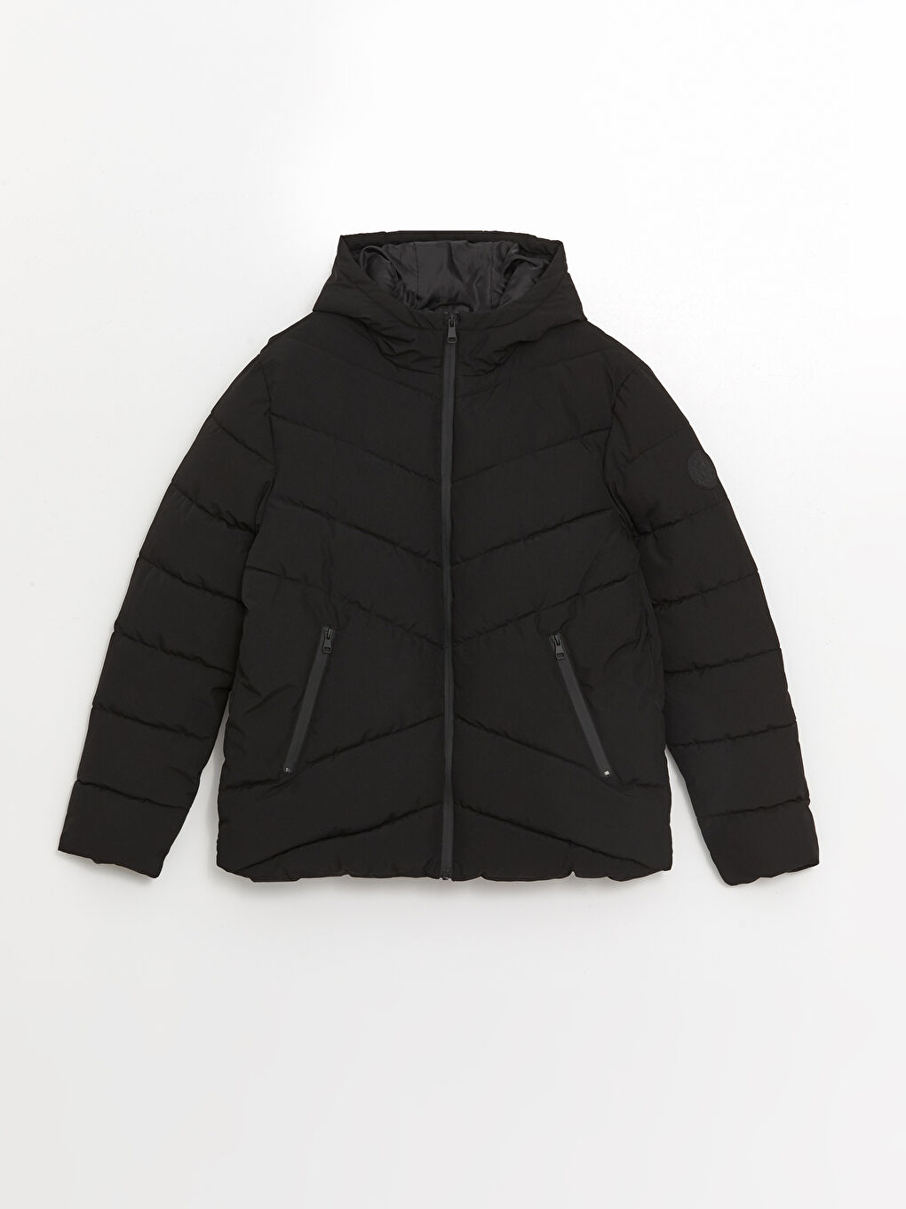 Standart Kalıp Kapüşonlu Erkek Şişme Mont-5