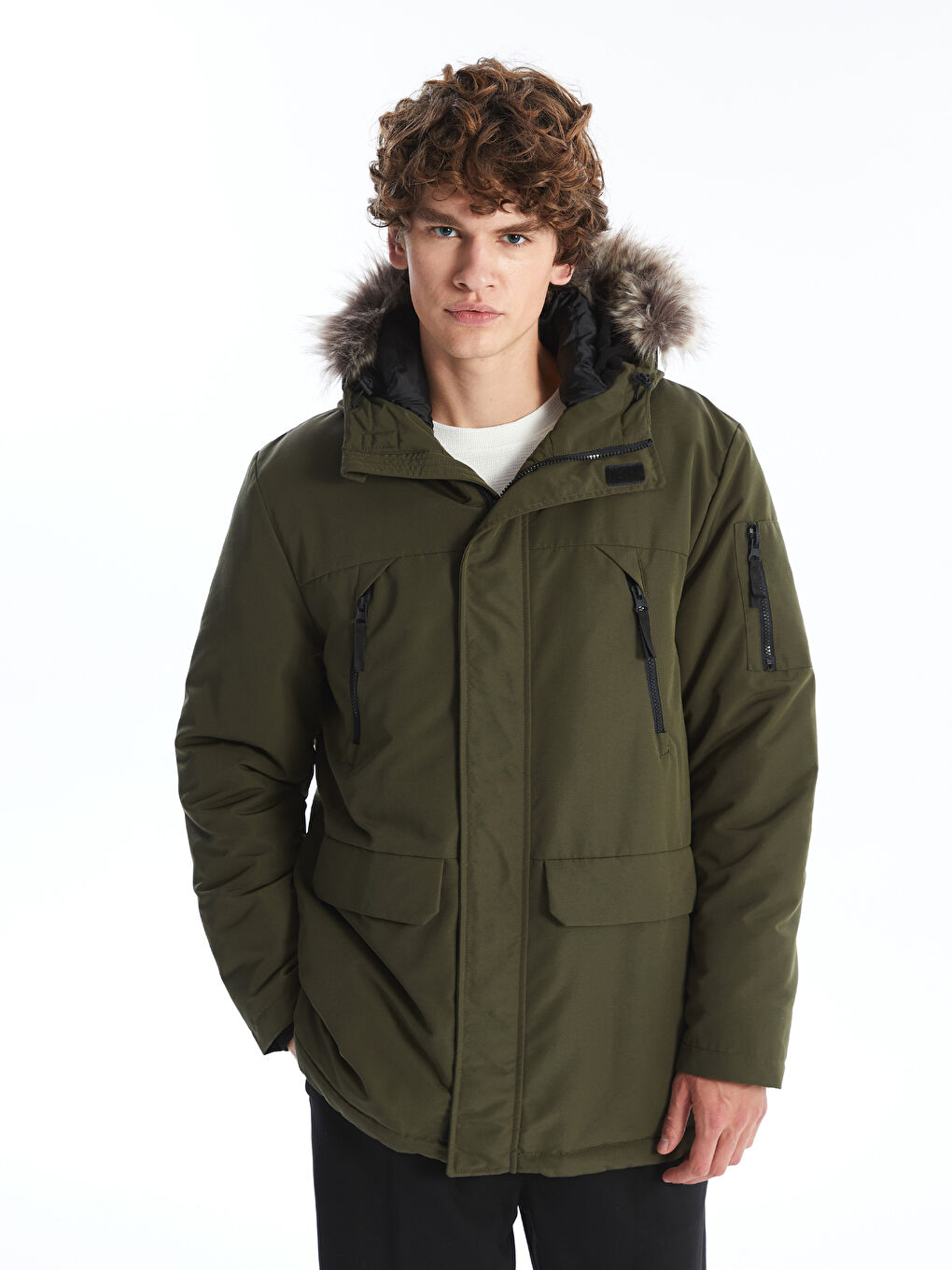 LCW Casual Haki Standart Kalıp Kapüşonlu Erkek Parka - 2