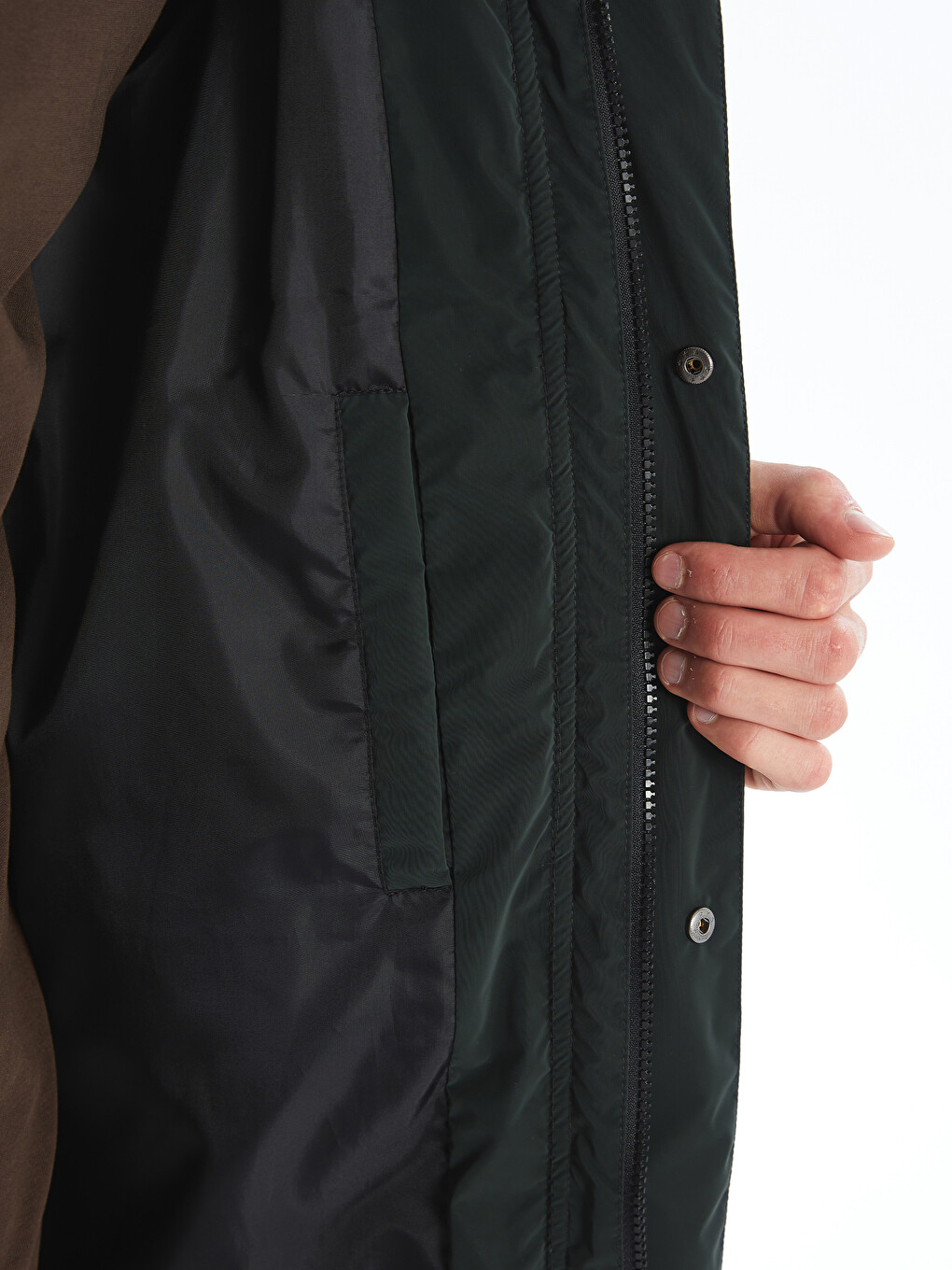 Yeşil Standart Kalıp Kapüşonlu Erkek Parka-3