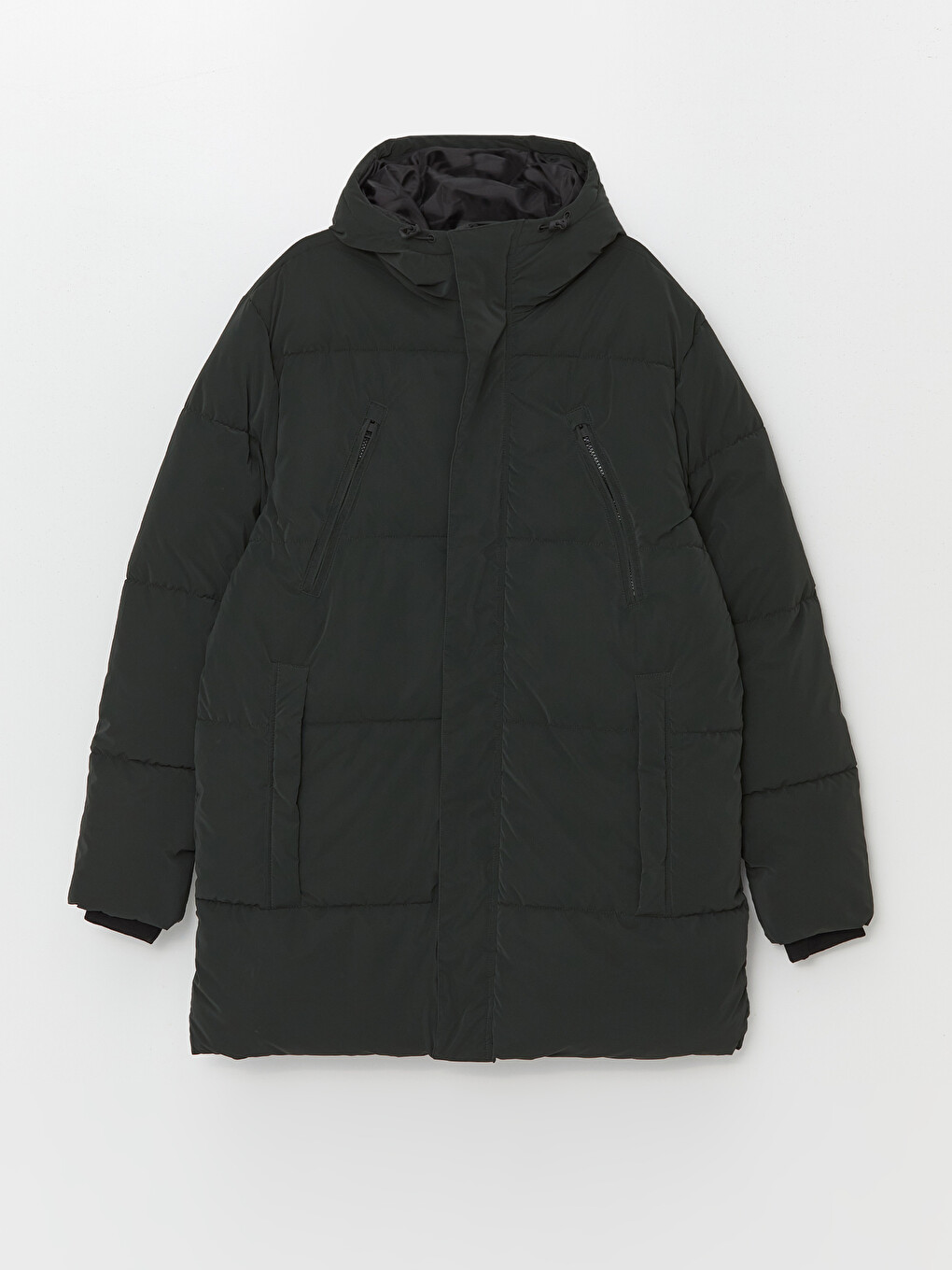 Yeşil Standart Kalıp Kapüşonlu Erkek Parka-5