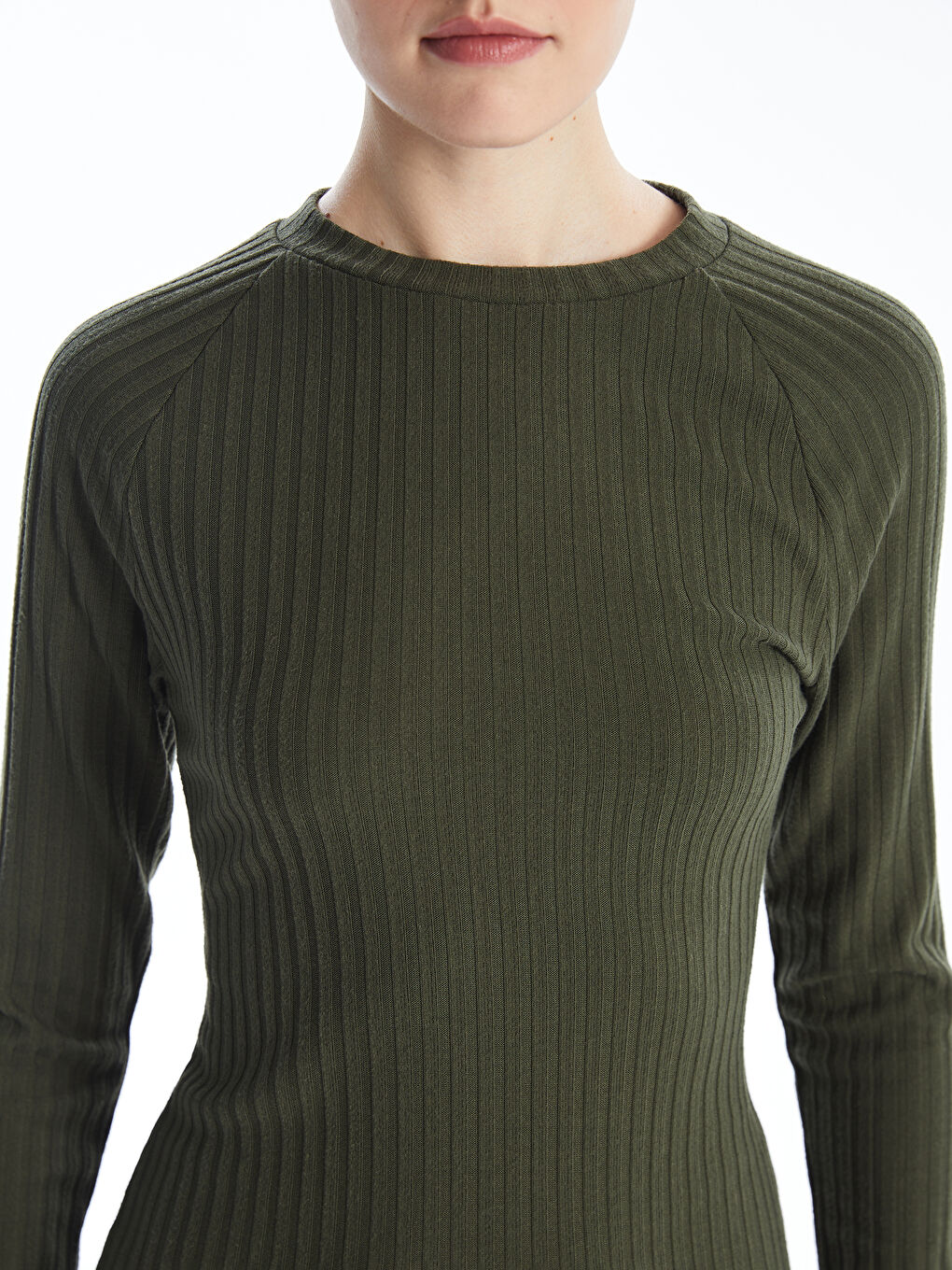 Crew Neck Plain Long Sleeve Women's Dress-3