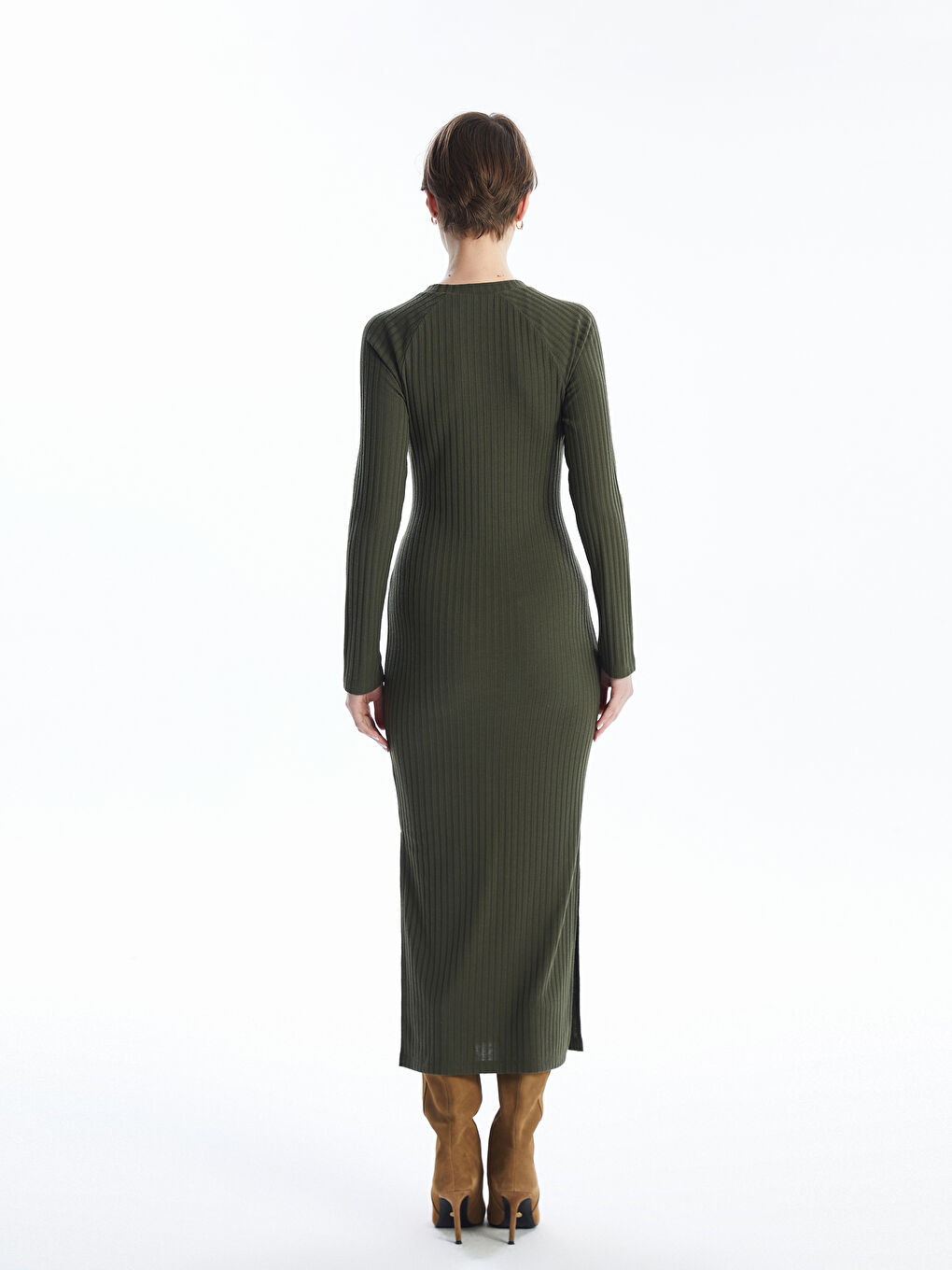 Crew Neck Plain Long Sleeve Women's Dress-4