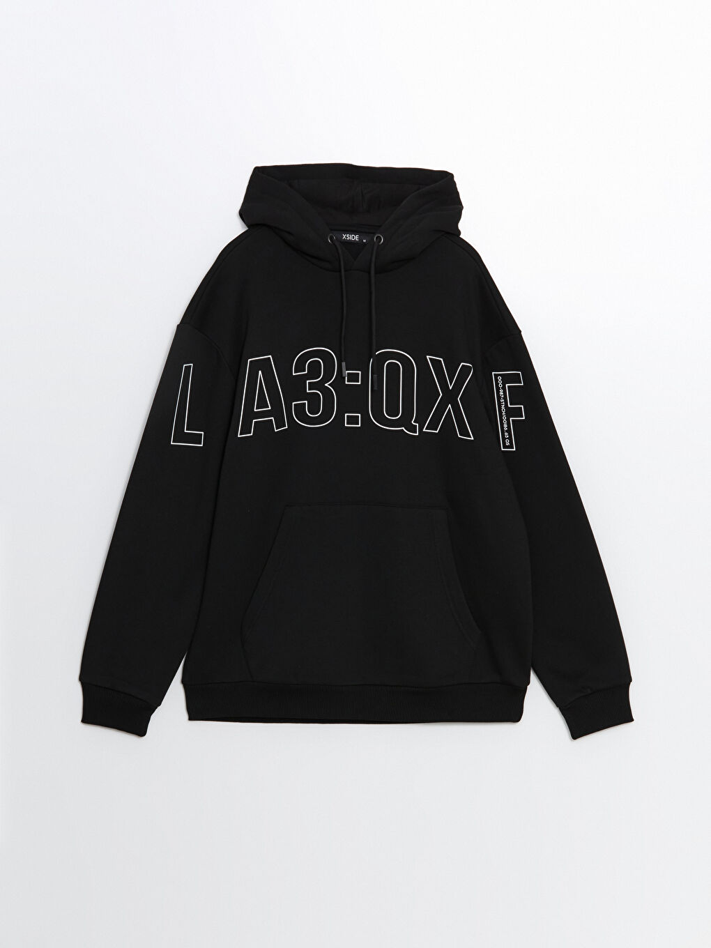 LCW Casual Yeni Siyah Uzun Kollu Baskılı Erkek Hoodie