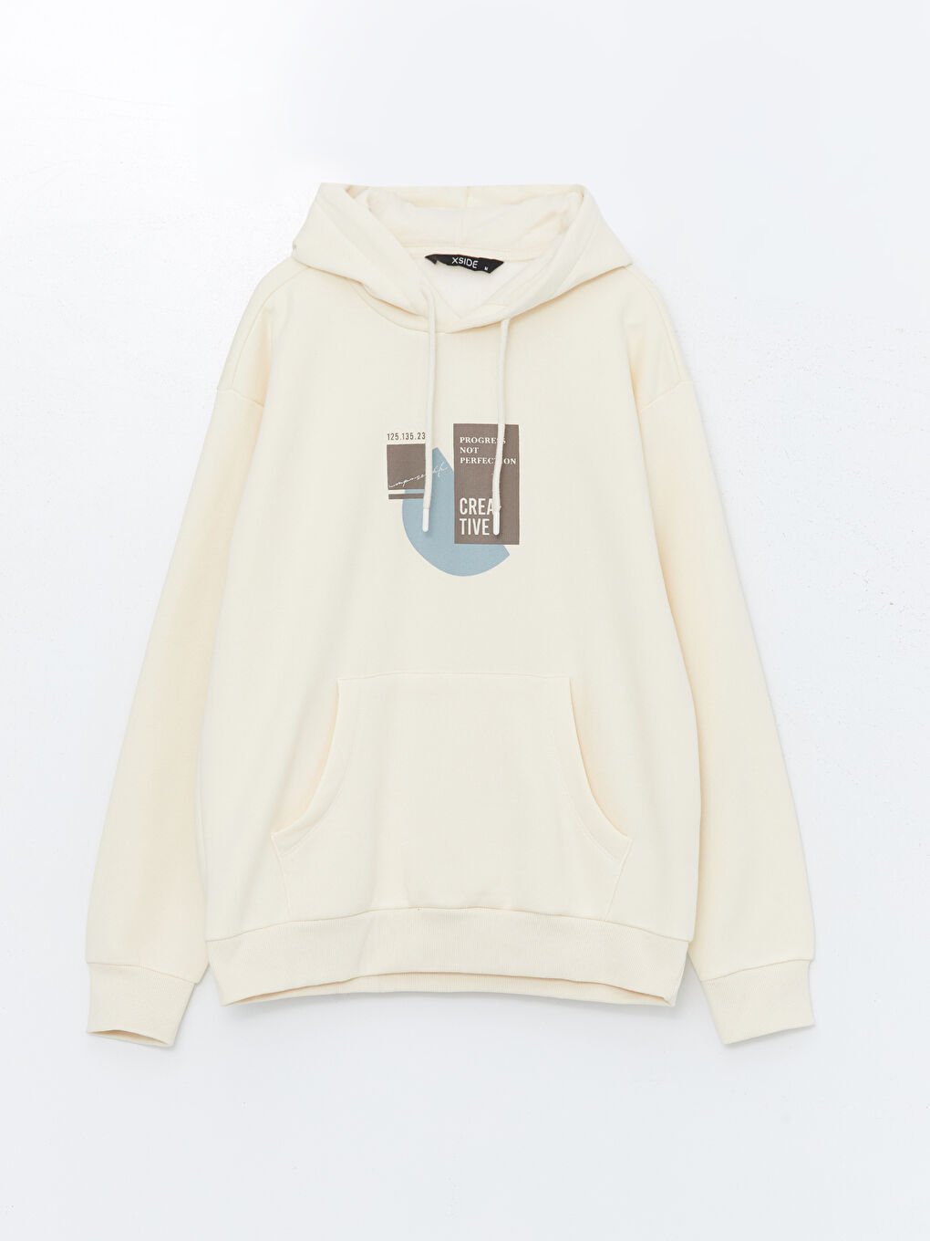 LCW Casual Uçuk Bej Uzun Kollu Baskılı Erkek Hoodie