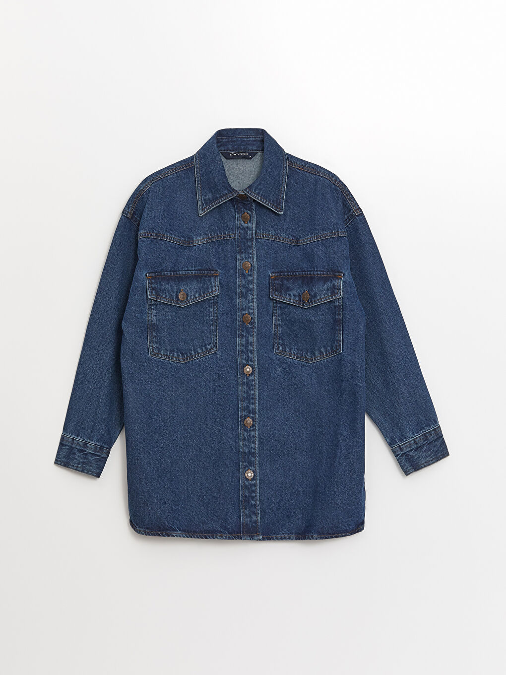 LC Waikiki Shirt Collar Oversize Women's Denim Jacket -W4BE34Z8-309