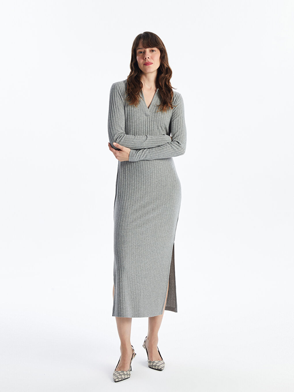 LCW Vision Polo Neck Women's Bodycon Dress -W4BE77Z8-JMD