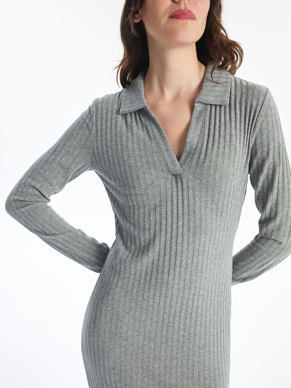 LCW Vision Polo Neck Women's Bodycon Dress -W4BE77Z8-JMD
