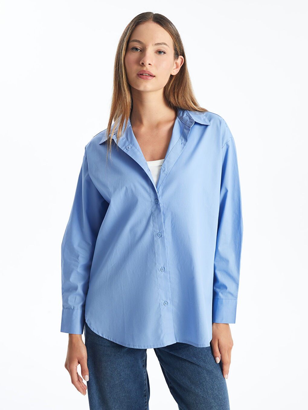 LCW Vision Oversize Poplin Women's Shirt -W4BF33Z8-QZB