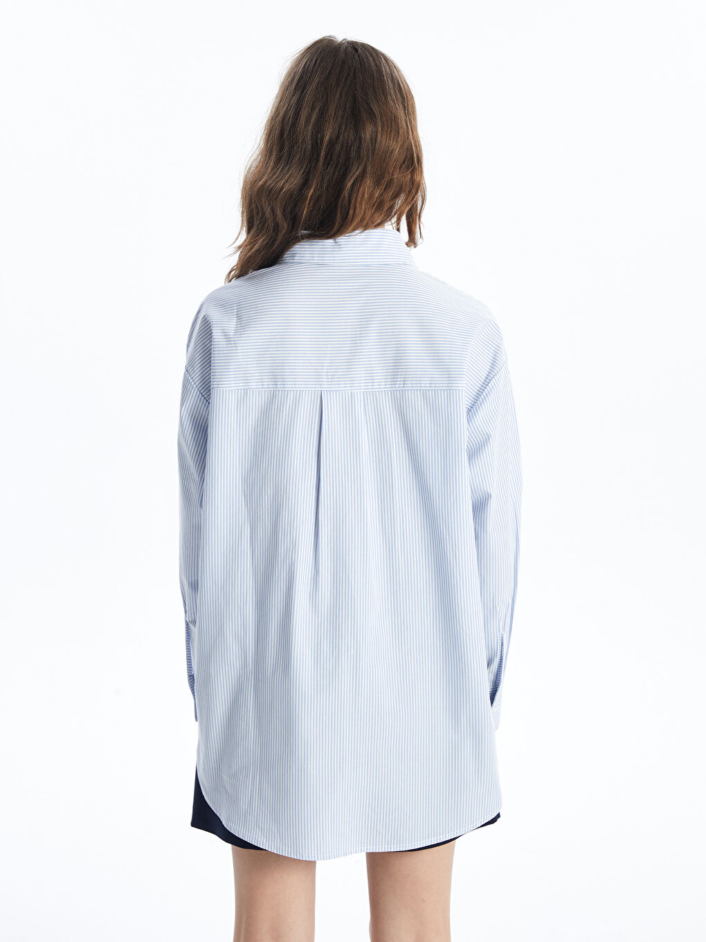 Striped Oversize Poplin Women's Shirt -W4BF47Z8-LEN