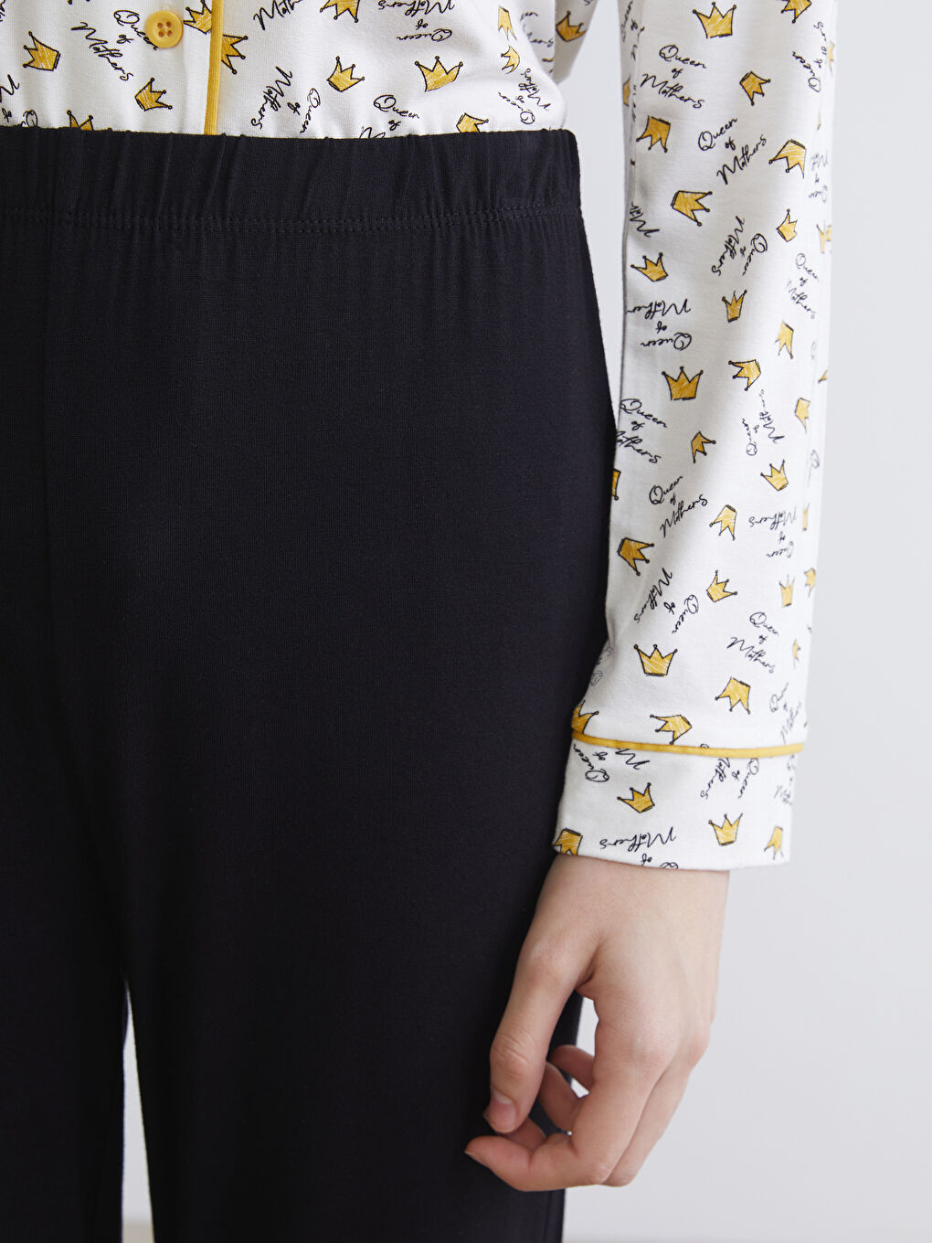 Siyah Beli Lastikli Kadın Pijama Altı-2