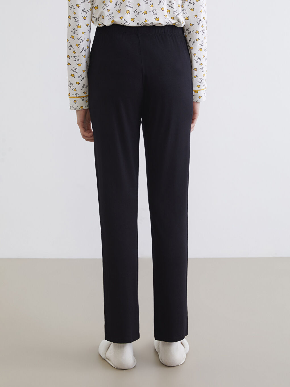 Siyah Beli Lastikli Kadın Pijama Altı-3