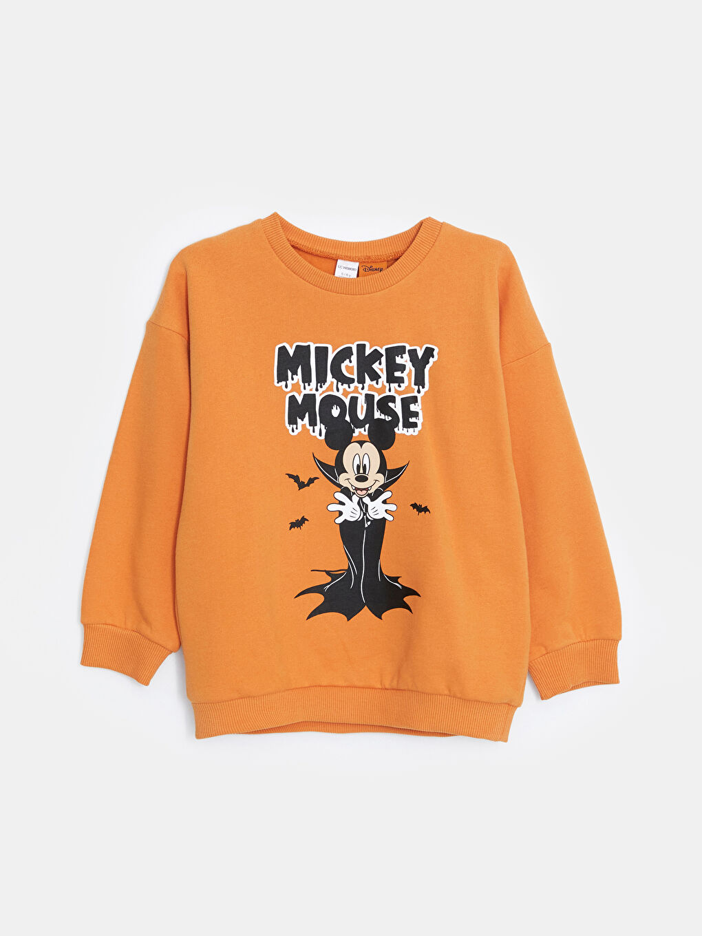 LCW baby Turuncu Bisiklet Yaka Mickey Mouse Baskılı Erkek Bebek Sweatshirt