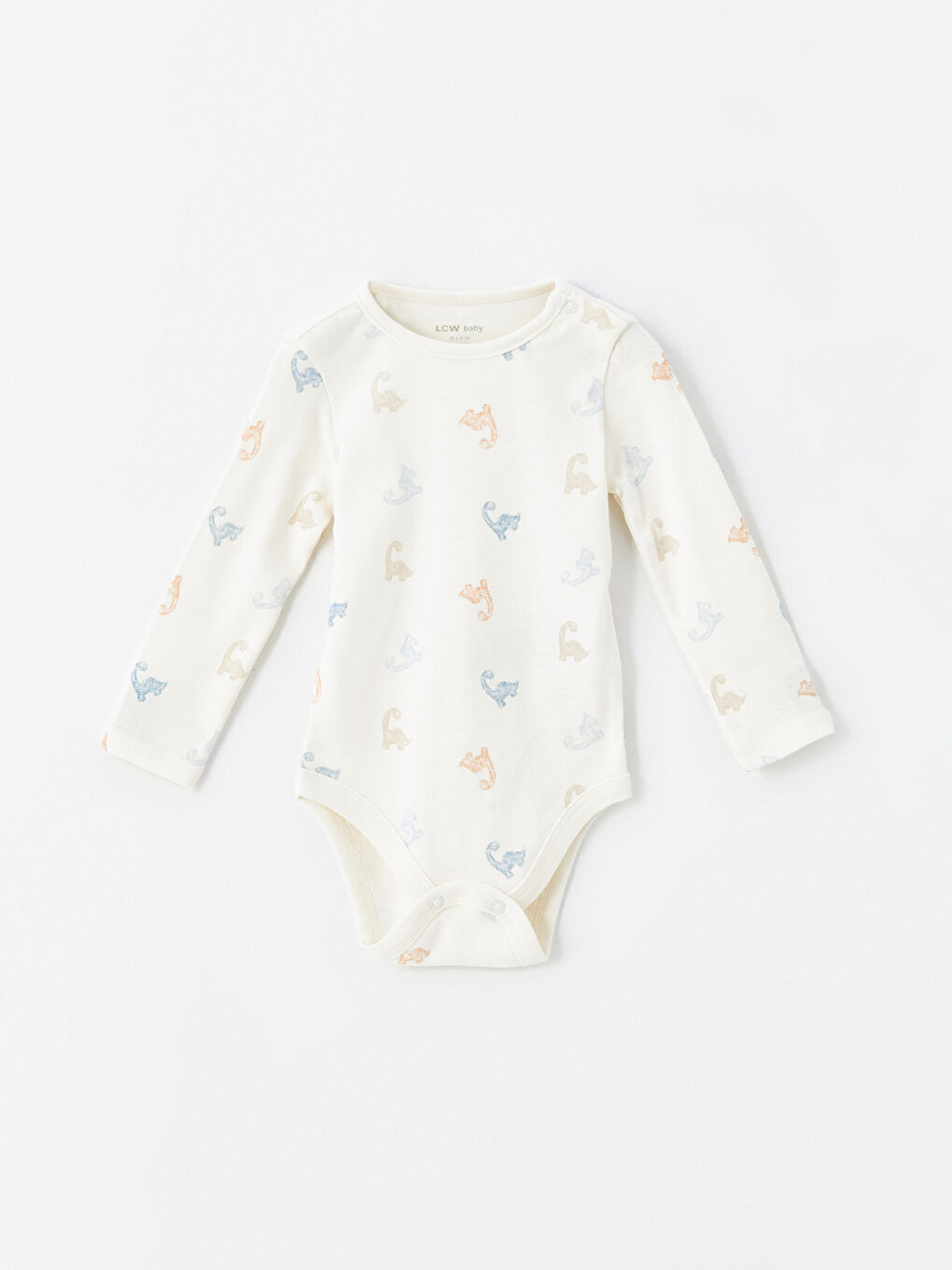 Ekru Bisiklet Yaka Baskılı Erkek Bebek Çıtçıtlı Bodysuit