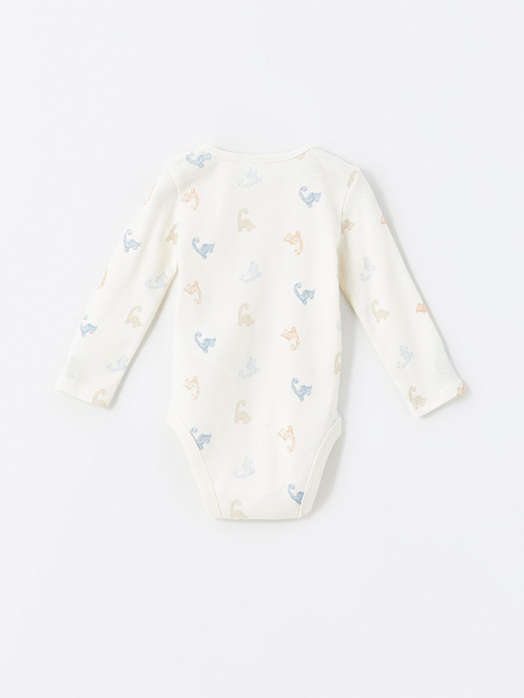 Ekru Bisiklet Yaka Baskılı Erkek Bebek Çıtçıtlı Bodysuit-1