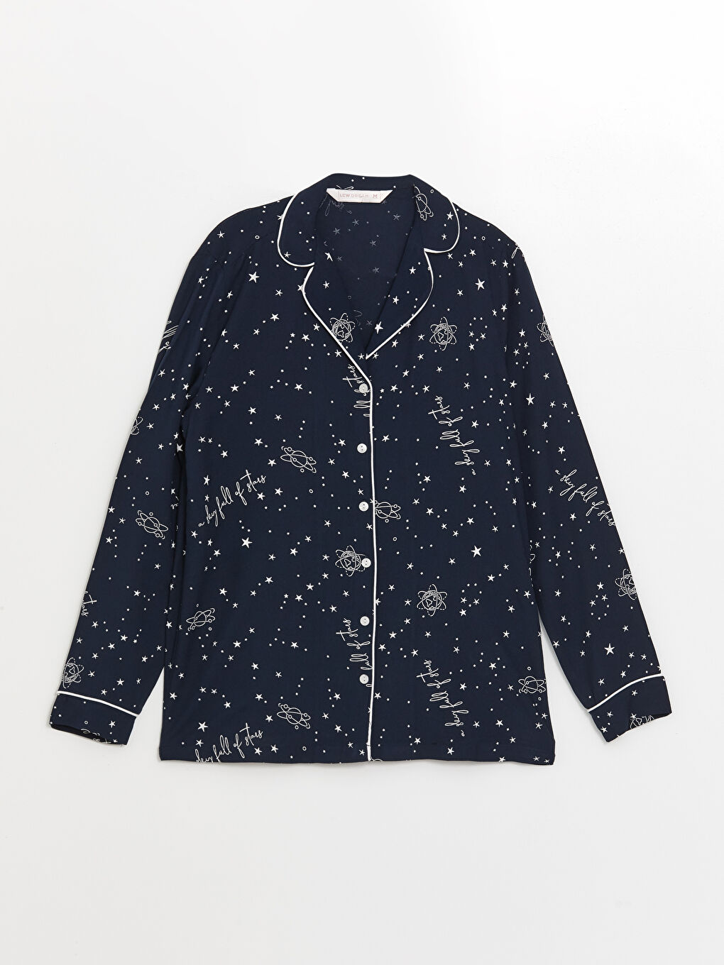 Lacivert Gömlek Yaka Desenli Kadın Pijama Takımı-6