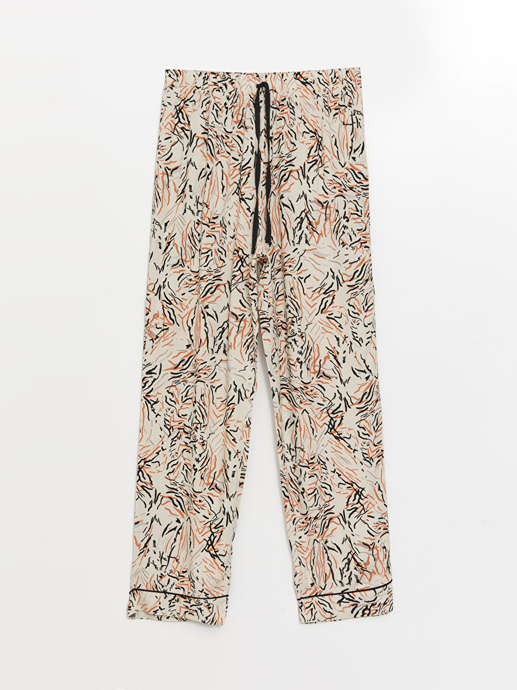 Ekru Gömlek Yaka Desenli Kadın Pijama Takımı-8