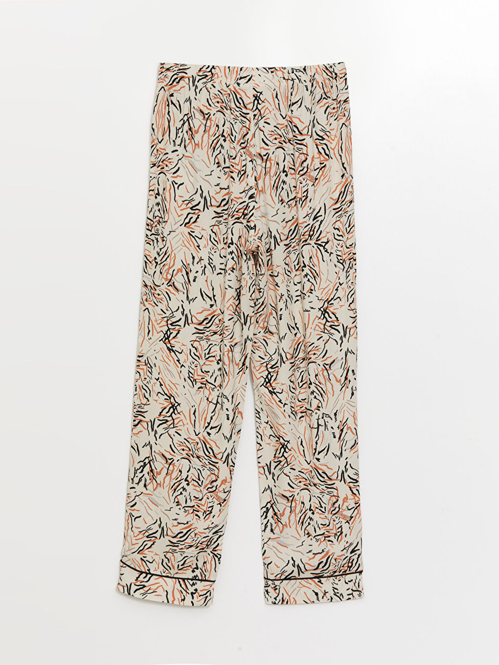 Ekru Gömlek Yaka Desenli Kadın Pijama Takımı-9