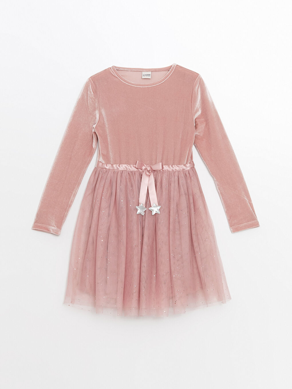 Crew Neck Velvet Girls' Dress