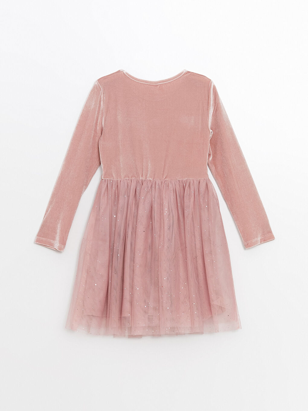 Crew Neck Velvet Girls' Dress-2