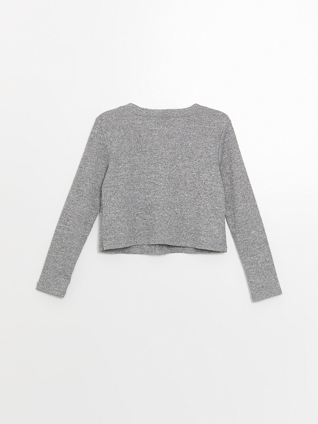 Gri V Yaka Crop Kadın Hırka-1