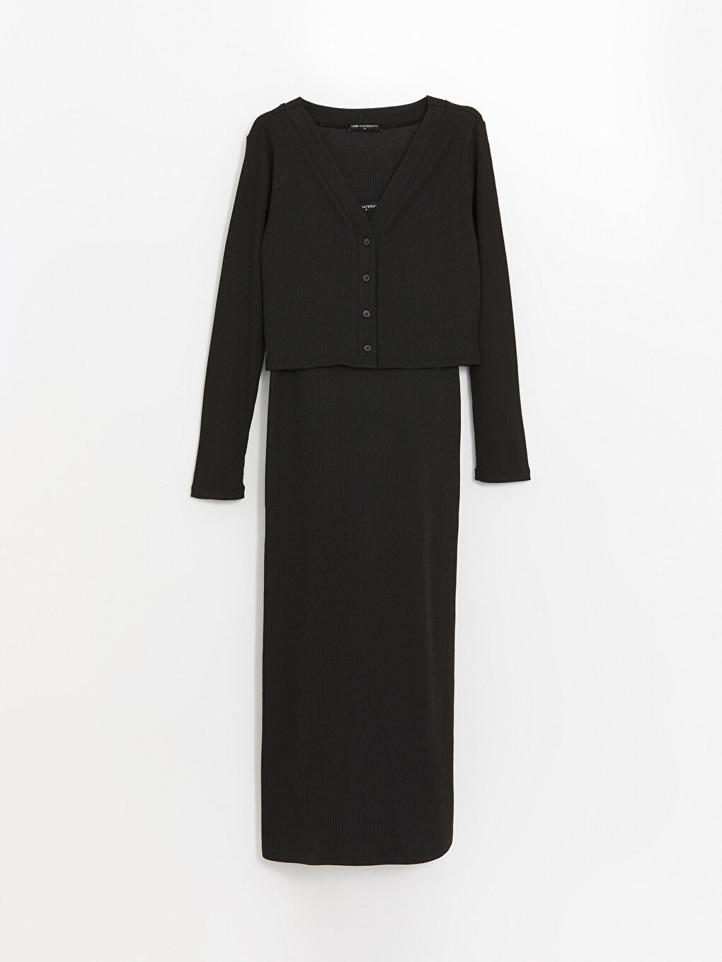 Rochie și Cardigan pentru Femei cu Guler Rotund-6