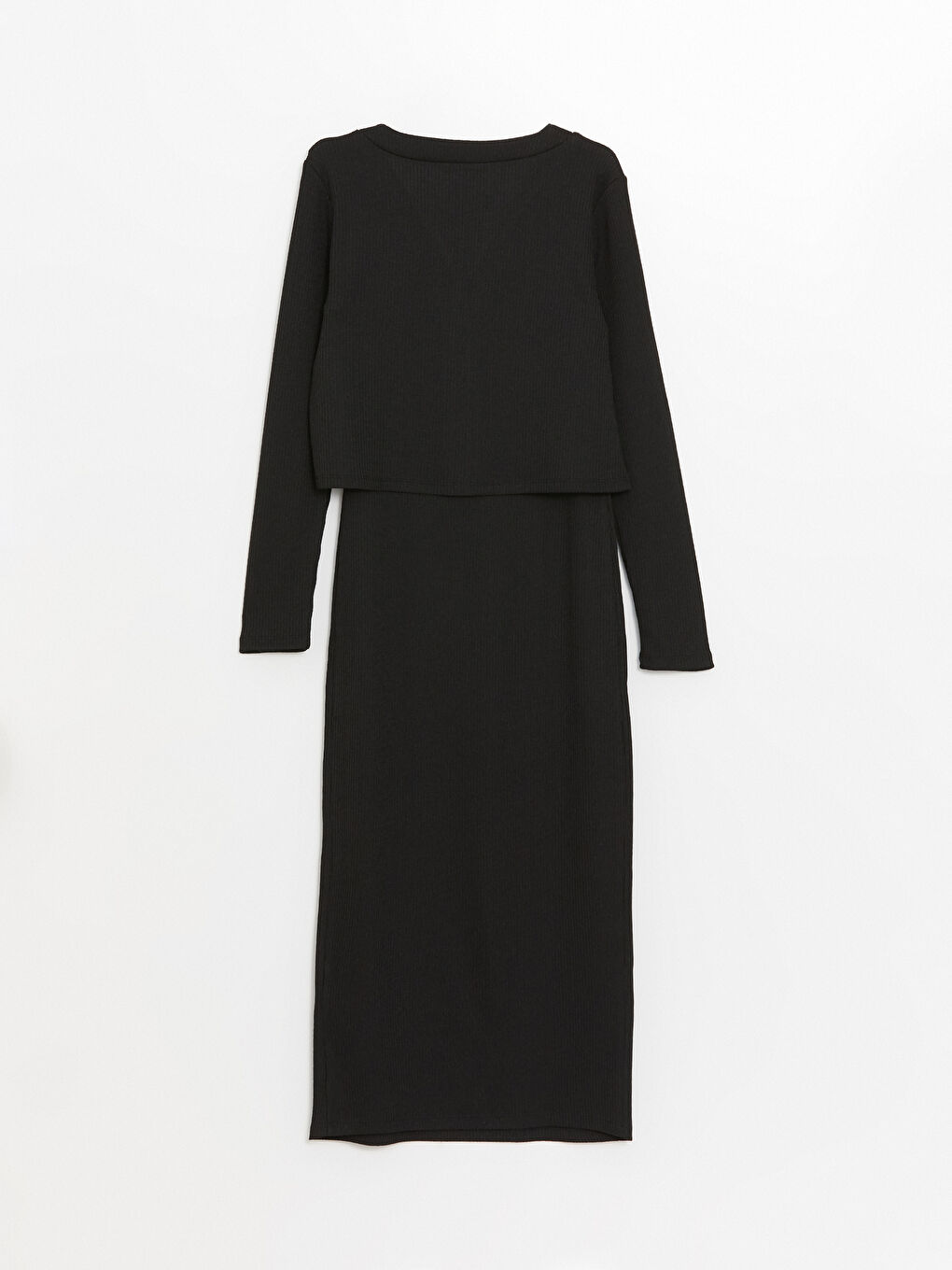 Rochie și Cardigan pentru Femei cu Guler Rotund-7