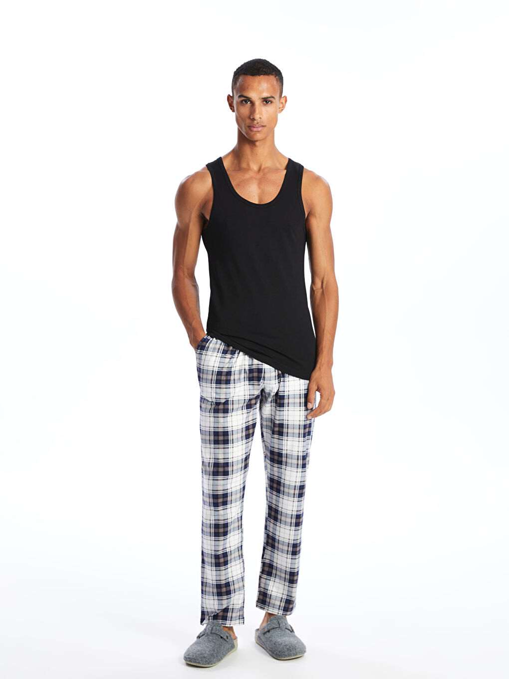 Reguläre Passform Karo Pyjama-Hosen für Herren