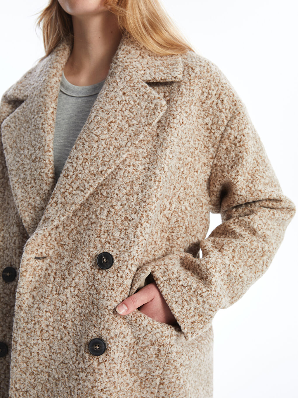 بالطو ياقة الجاكيت أوفراسايز للسيدات تيدي-2